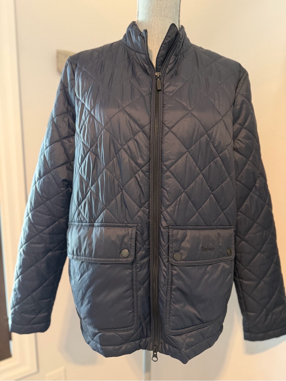 BARBOUR lightweight insulated Lorne diamond quilted jacket stand up collar